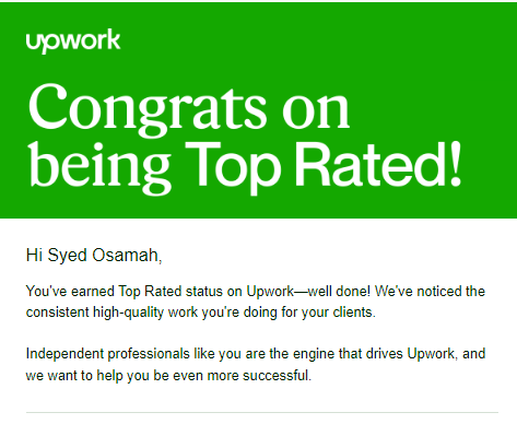 Feels great to be the part of #toprated community on #upwork. Hope will get more visibility and some new projects on #upwork😇. Feeling challenged and excited 📈<a href="/Upwork/">Upwork</a> <a href="/ProcurementFre1/">Procurement Freelancers</a> <a href="/freeprocurement/">Free-Procurement</a>