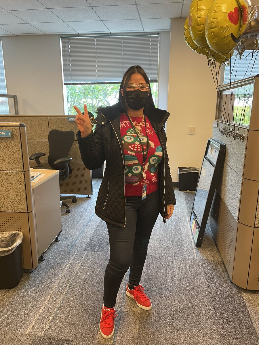 CerritosPride's tweet photo. The forecast for today was 100% chance of Xmas sweater weather. It was a Cerritos Ugly Xmas Sweater Party 🥳🎄 
#funatwork #LifeAtATT #cerritospride 
#WinAsOne @BartonTonyLeb @Candace_m77 @LatricebMSS @zubiatecassie https://t.co/YUUOnSwvNh