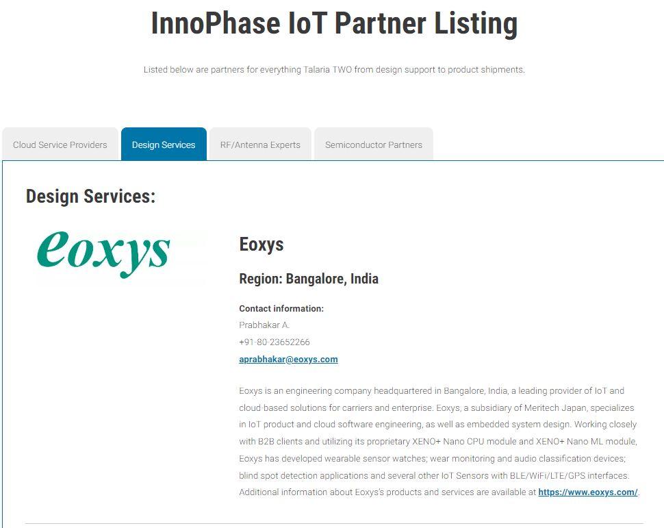 Great to see that Eoxys is being the Design Service partner of InnoPhase. Thanks to InnoPhase team for this great support. 
lnkd.in/dgbmRw-B
lnkd.in/ddrfWaMC