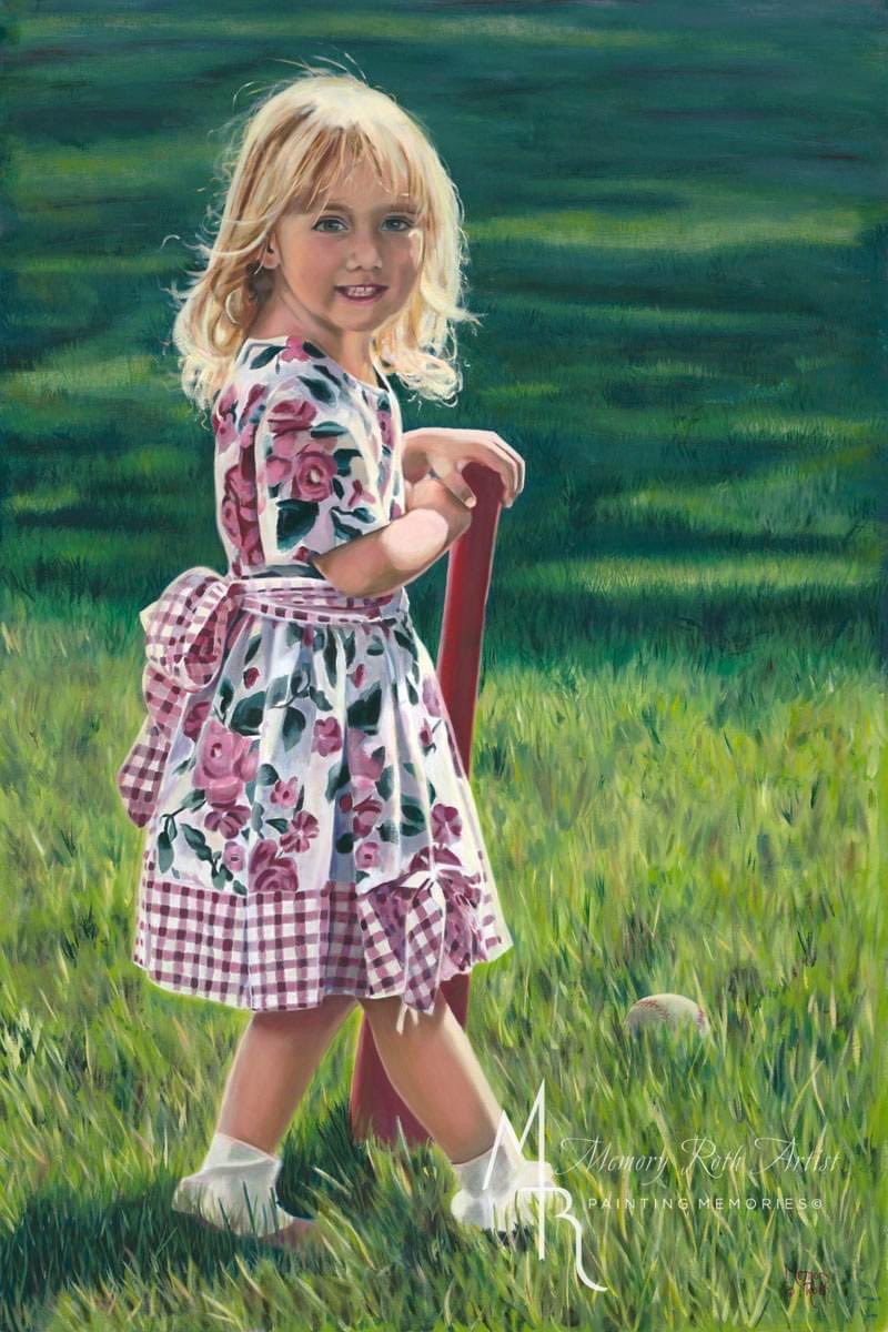 Day 12 #ArtAdventCalendar Wanna Play? Painted in 2011. One of 3 paintings I did of my daughter on her 3rd birthday. #childrenportraits #commissions #oilpainting #art #yegarts