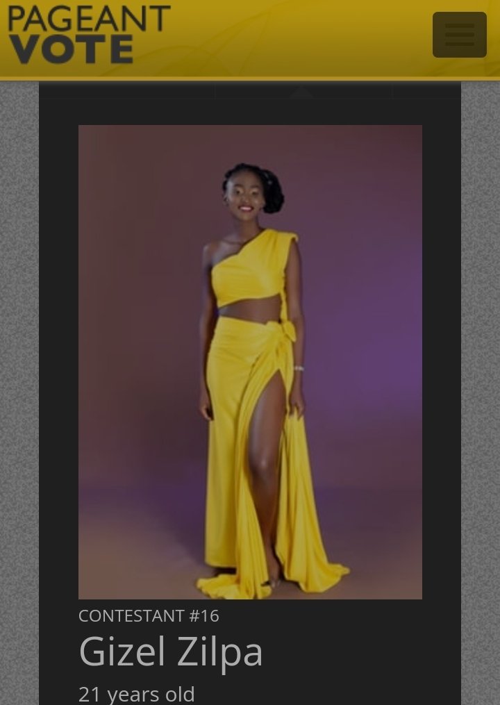 Good morning please vote for my grand child Giezel Zilpa . Voting is daily.
pageantvoteafrica.com/pageants/972/c…