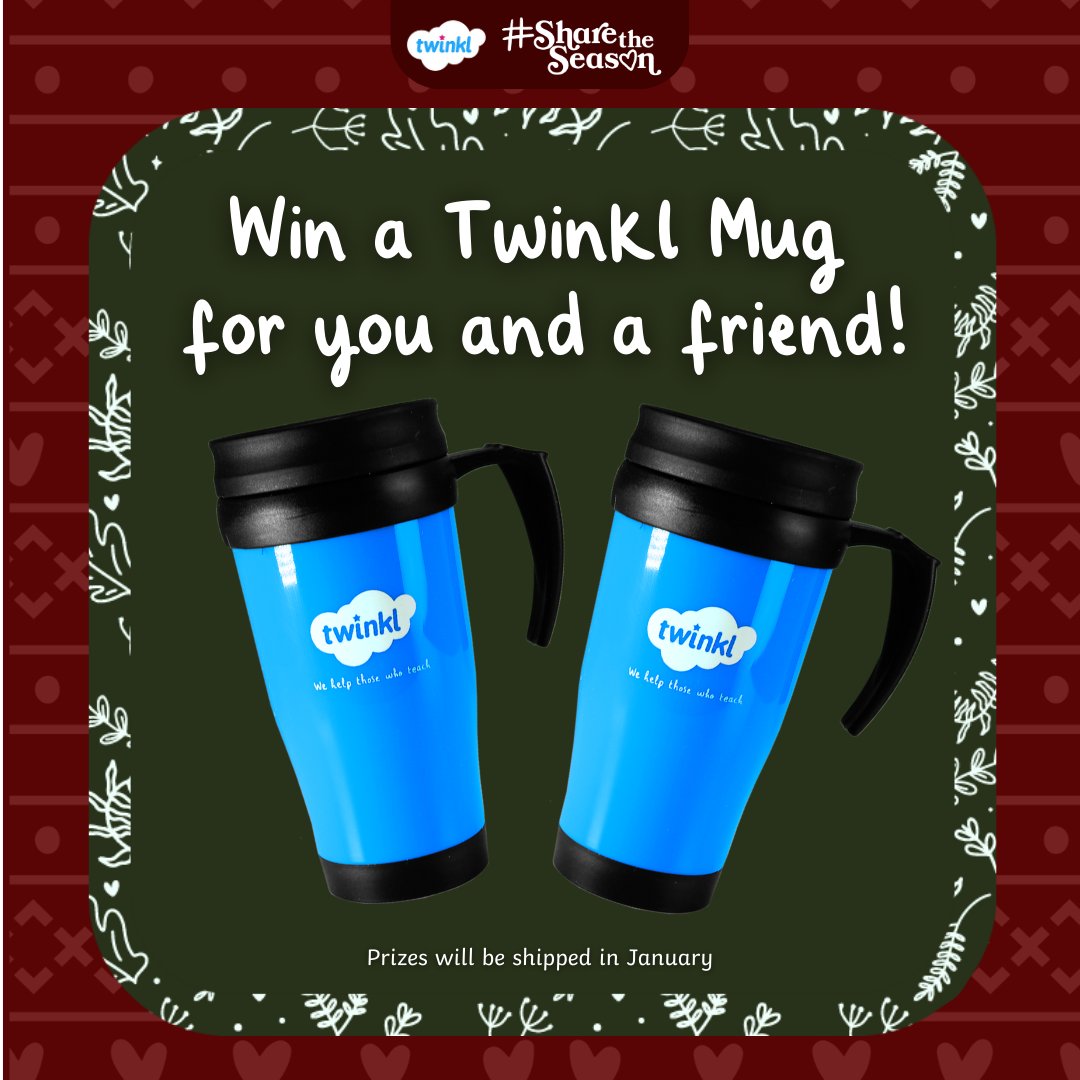 💥 Our 12 Days of Twinkl Merch Giveaways start NOW 💥

We're kicking things off with 12 pairs of BLUE Twinkl mugs! Retweet, tag a friend and reply with "SHARE THE TWINKL MUGS" to enter 🎁 💙

(must be following <a href="/twinklresources/">Twinkl Resources</a>; closes 6am 14/12; UK only) #ShareTheSeason #win