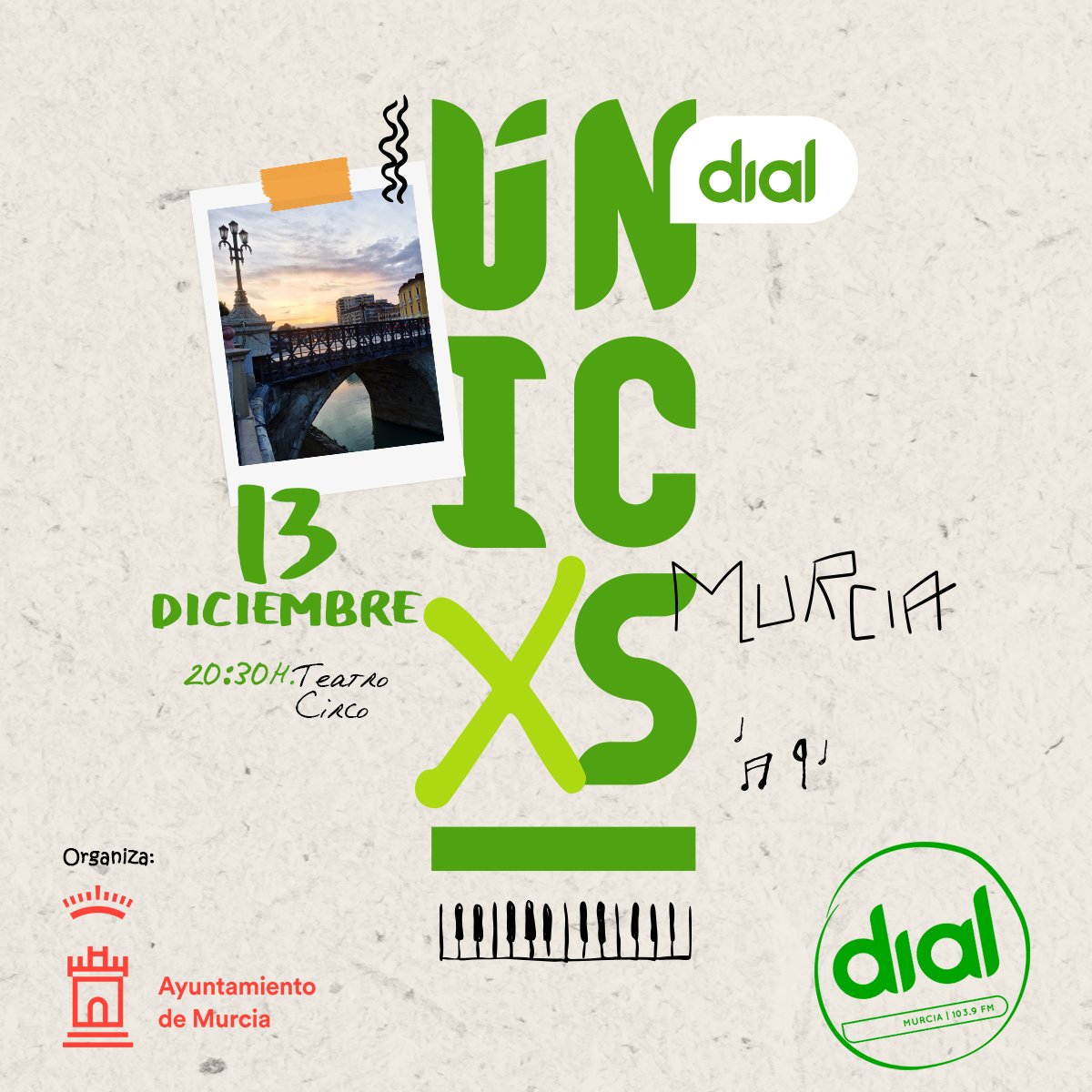 Esta tarde a partir de las 20:30, en el Teatro Circo de Murcia <a href="/Cadena_Dial/">Cadena Dial España</a> y <a href="/AytoMurcia/">Ayuntamiento de Murcia</a> presentamos #UNICXS2022. Siguelo en streaming en cadenadial.com