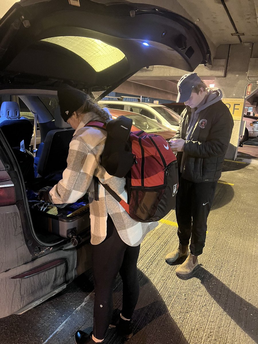 pvcameraguy's tweet photo. We made it as far as the car before the suitcase of amazingness was cracked opened and Mike got to sample the chocolate, 😂. The suitcase weighed 77 lbs, and was almost all chocolate. Good to have the oldest home from Switzerland! https://t.co/gM7iyXPxhV