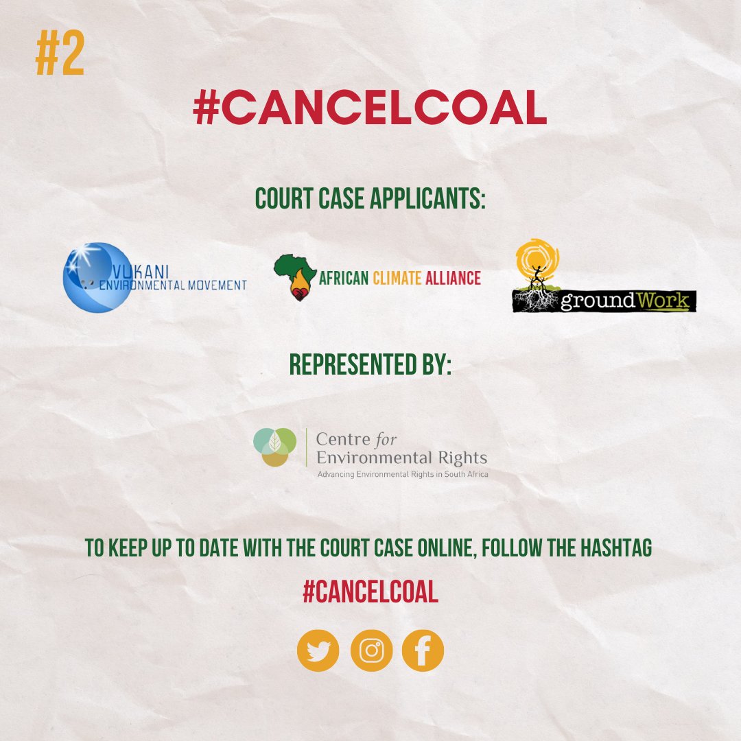 📣 AN IMPORTANT #CANCELCOAL COURT CASE UPDATE!

🎉Yesterday, in an initial and important victory for the court case, Minister Mantashe was ordered by Pretoria High Court to release key planning records for new coal power by Feb 2023!

✊ Learn more: africanclimatealliance.org/programmes/can…