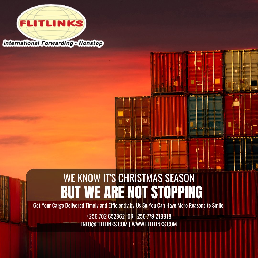 flitlinks's tweet photo. WE KNOW IT'S CHRISTMAS SEASON

BUT WE ARE NOT STOPPING

Get Your Cargo Delivered Timely and Efficiently by @flitlinks So You Can Have More Reasons to Smile.

Contact Us Today

+256 702 652862
+256 779 218818
info@flitlinks.com
https://t.co/UxnJIYnFeo

#Flitlinks https://t.co/Vgw90Fa5N4