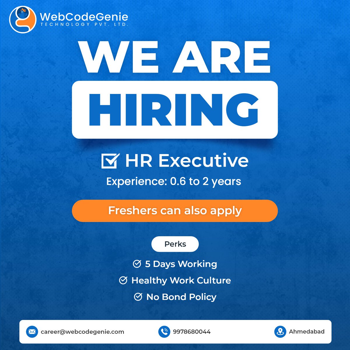 WebCode_Genie's tweet image. WebCodeGenie is Hiring!!
Profile: HR Executive
"Human Resource isn't a thing we do; it's the thing that runs our business." - Steve Wynne
Website: webcodegenie.com/career/
#hiring #hrexecutive #hrexecutives #hrexperts #talentacquisition #humanresource #humanresourcemanagement