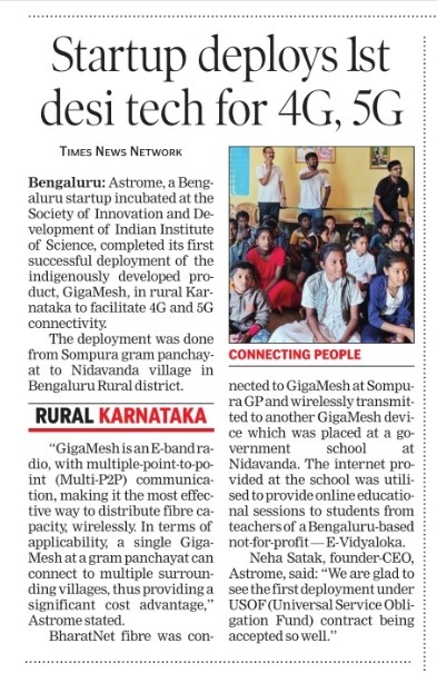 Astrome Technologies (@astrometech) on Twitter photo The success of our first Commercial deployment under the <a href="/USOF_India/">Digital Bharat Nidhi</a> along with #BharatNet has spread far and wide. We habe provided internet facilities in a rural Karnataka village, thereby enabling online education
m.economictimes.com/tech/technolog…
#ruraldevelopment #Connectivity The success of our first Commercial deployment under the <a href="/USOF_India/">Digital Bharat Nidhi</a> along with #BharatNet has spread far and wide. We habe provided internet facilities in a rural Karnataka village, thereby enabling online education
m.economictimes.com/tech/technolog…
#ruraldevelopment #Connectivity