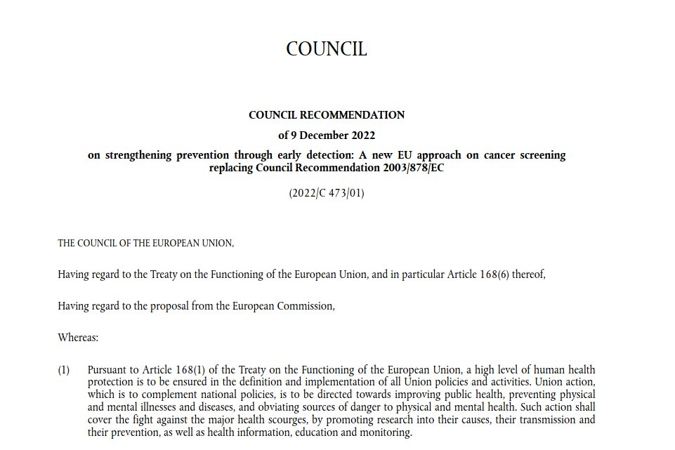 Markus Frischhut (@mafrischhut) on Twitter photo #InTodaysOJ on <a href="/EURLex/">EUR-Lex</a> Council Recommendation of 9 December 2022 on strengthening prevention through early detection: A new EU approach on cancer screening europa.eu/!drP6VG
<a href="/EUPHA_LAW/">EUPHA Law and Public Health Section</a> @EAHLaw <a href="/HealthLawLund/">Lund Health Law Research Centre</a> #InTodaysOJ on <a href="/EURLex/">EUR-Lex</a> Council Recommendation of 9 December 2022 on strengthening prevention through early detection: A new EU approach on cancer screening europa.eu/!drP6VG
<a href="/EUPHA_LAW/">EUPHA Law and Public Health Section</a> @EAHLaw <a href="/HealthLawLund/">Lund Health Law Research Centre</a>