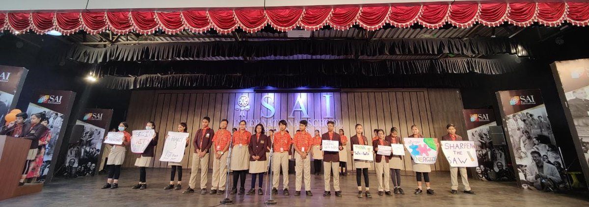 SAI_Edu_In's tweet photo. An inspiring morning assembly presented by the students of Class VI showcasing the 7Habits and their integration in their everyday lives.
#MorningAssembly
#7Habits
#LeaderInMe
#CreativePresentation https://t.co/E0NIQzr4YB