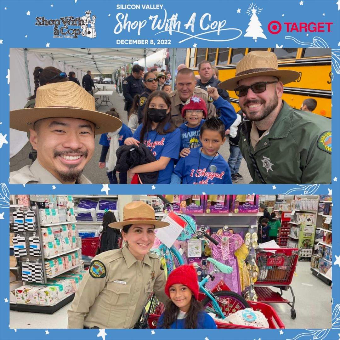 Park Rangers joining last Thursday's fun event, Shop with a Cop.