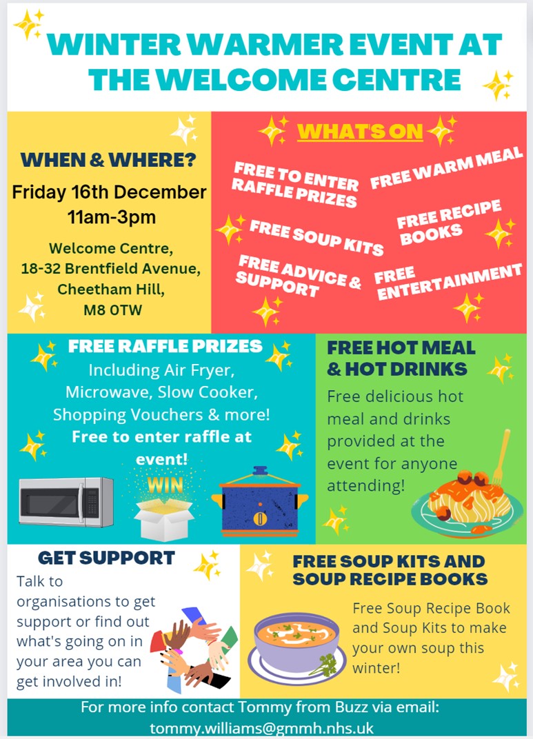 waiyin_wc's tweet photo. This Friday, 16th December, at the Welcome Centre from 11am to 3pm. Win great prizes in the free raffle, delicious hot food, soup kits, calligraphy, music...join us for a fun Friday! #community #WinterWarmer #WarmSpaces #advice #support #CostOfLivingCrisis https://t.co/64MYBa4vL8
