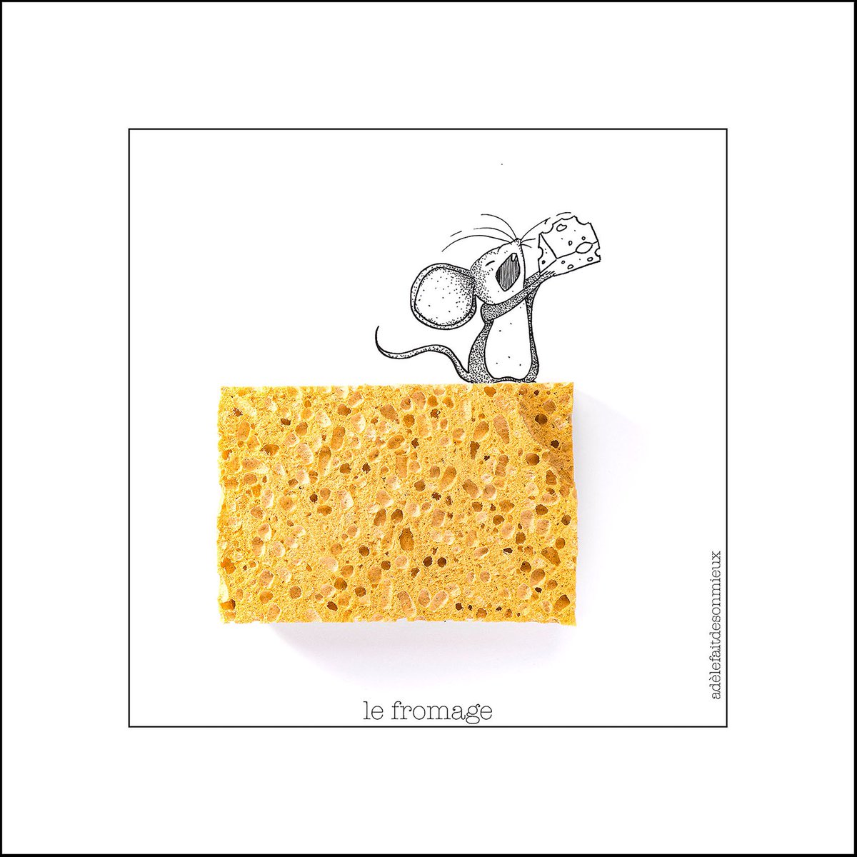 adelefugere's tweet photo. C’est la journée internationale de la raclette. 
Je n’ai pas de raclette.
Mais j’ai des éponges.

#adelefaitdesonmieux
Le fromage 

#eponge #fromage #raclette #souris #PortfolioDay https://t.co/4pPpEQ8lwM