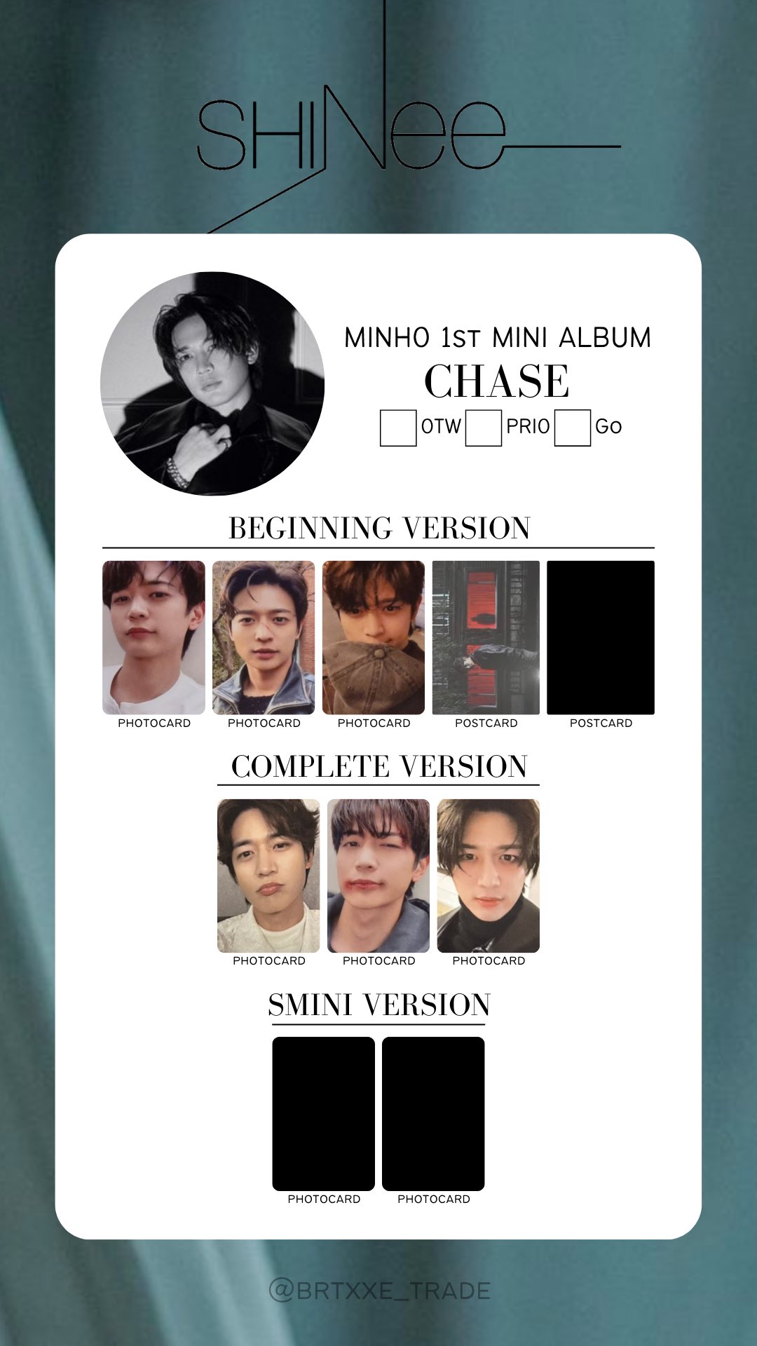 SHINee　ミンホ　chase  トレカ SHINee ミンホ chase トレカ Shinee/Minho] CHASE / Beginning Ver