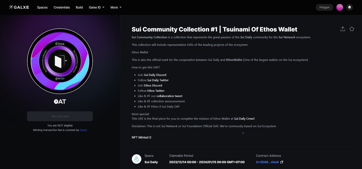 Claim your <a href="/EthosWalletXYZ/">Ethos ✨ Wallet</a> - Sui Community Collection Now 🚀

Representing one of the largest communities on the Sui ecosystem. We have prepared a special OAT Collection with top-tier project in <a href="/SuiNetwork/">Sui</a> 🤑

👉 Claim here: galxe.com/SuiDaily/campa…

#SUI #SUINAMI #AIRDROP