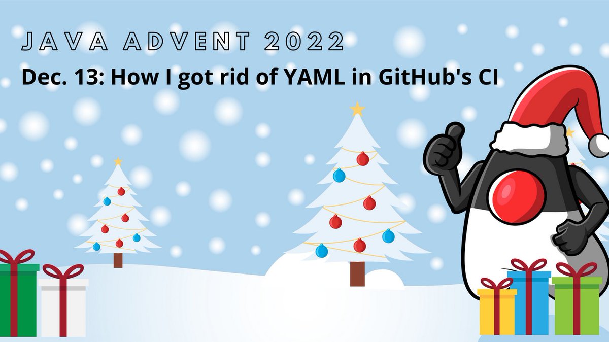 JavaAdvent's tweet image. Sit back and read a story on how I set out to make the world just a bit more type-safe and YAML-free, and how github-workflows-kt and github-actions-typing were born.

Curious? Check out @krzema12's article "How I got rid of #YAML in #GitHub's CI"

#javaadvent22
#kotlin