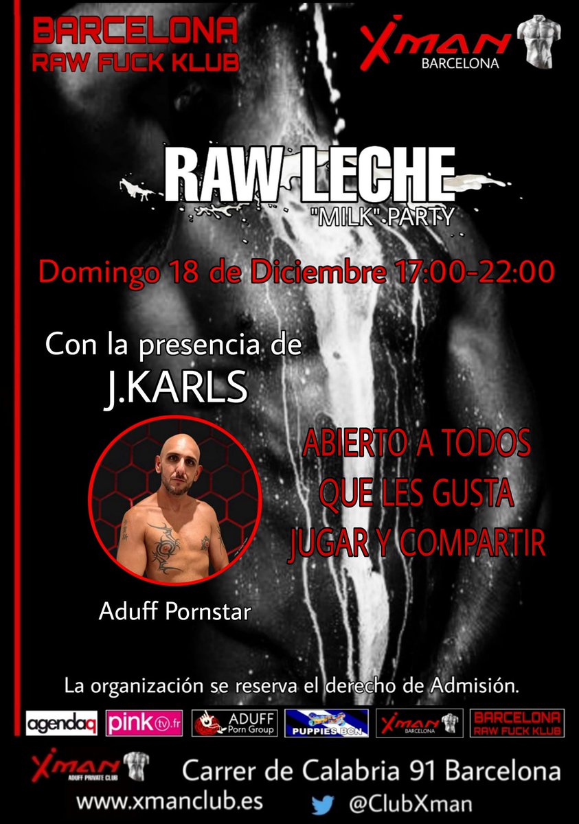 ClubXman's tweet photo. Este fin de semana en @ClubXman 3 eventos para tios participativos y sin pudor 🐷🐷🅱️ 🅱️💦💦
No te olivides la famosa fiesta #RAWLECHE organisada por @rawfuckklub domingo 18 de diciembre con la presencia del pornstar @JKARLSX
@AgendaQ @PinkTVFR @GayBcnPorno https://t.co/MBKLwf1MnT