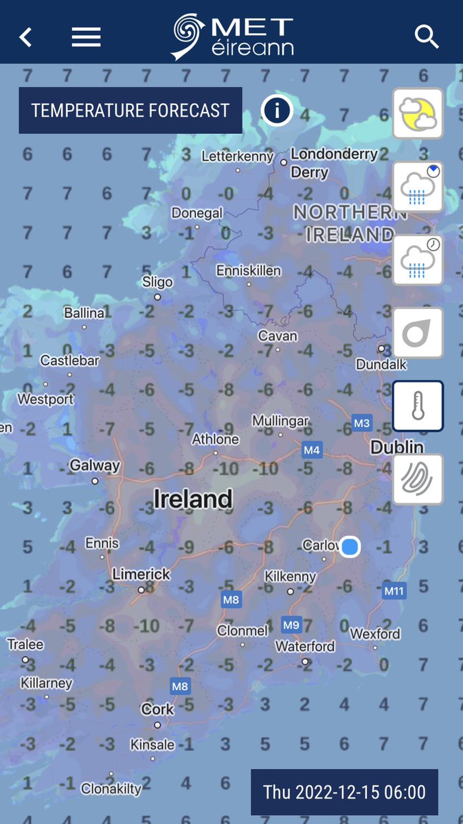 Carlow Weather on Twitter "Latest temperature forecast from the Met