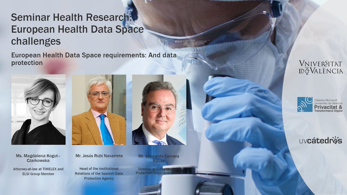 🔄Compartimos:

📽️Panel “European Health Data Space requirements: And data protection” en seminario Health Research: European Health Data Space challenges organizado por <a href="/catedramuv1/">Cátedra Privacidad</a>.

➡️Ponentes: Magdalena Kogut–C., Jesús Rubí N. y <a href="/cerveranavas/">cerveranavas</a>. 

👇🏽
vimeo.com/777289461