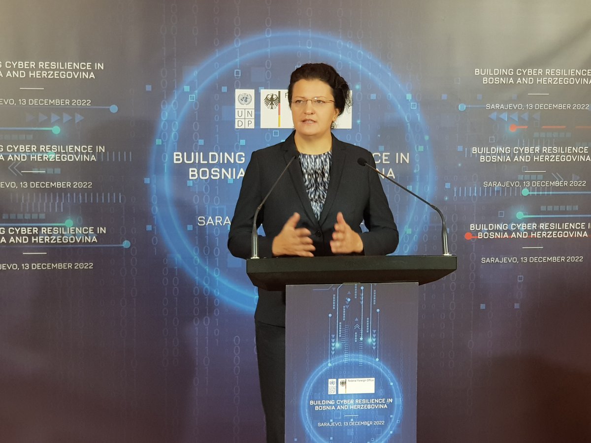 UNDPBiH's tweet photo. Eur 1.3 mil worth #cybersecurity project begins as a result of partnership of #UNDP, 🇩🇪 @GermanyDiplo &amp; 🇧🇦 authorities. 
By making #digital world 🌐 more secure we aim to protect: 
✔ people, 
✔ communities, 
✔ infrastructure, 
✔ services, and 
✔ businesses. https://t.co/SEPK76bQn4