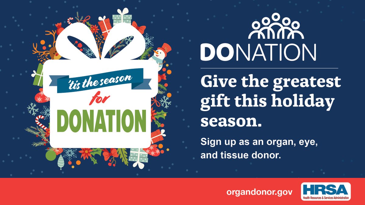 CBMCNJ's tweet photo. Tis the season to celebrate and share the gift of life! 
Sign up to be a donor today. https://t.co/lFkaWPpaDd 

#LetsBeHealthyTogether #donatelife #organdonation #organdonor https://t.co/GWPOFrhT0l