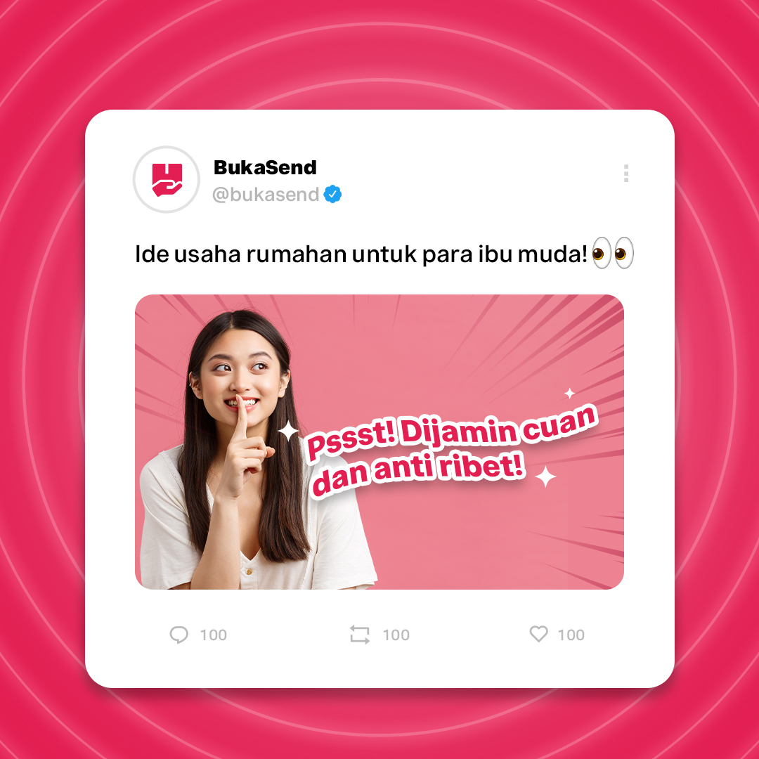 bukasend's tweet photo. Buat para moms di rumah, kamu tetap bisa jadi entrepreneur walaupun sambil urus anak lho~

#BukaSend #MajuBarengBukaSend https://t.co/TCM7bIxtVK