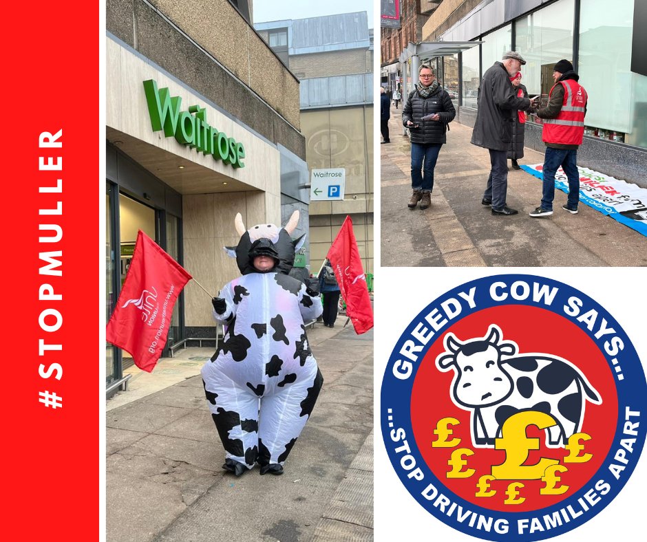 STOP_MULLER's tweet image. Cold morning in #Glasgow but the reception at @waitrose was warm, the public are outraged that #Müller insist on driving families apart this #Christmas. As a major supplier you cannot ignore this dispute @waitrose, meet with @unitetheunion TODAY! #STOPMULLER