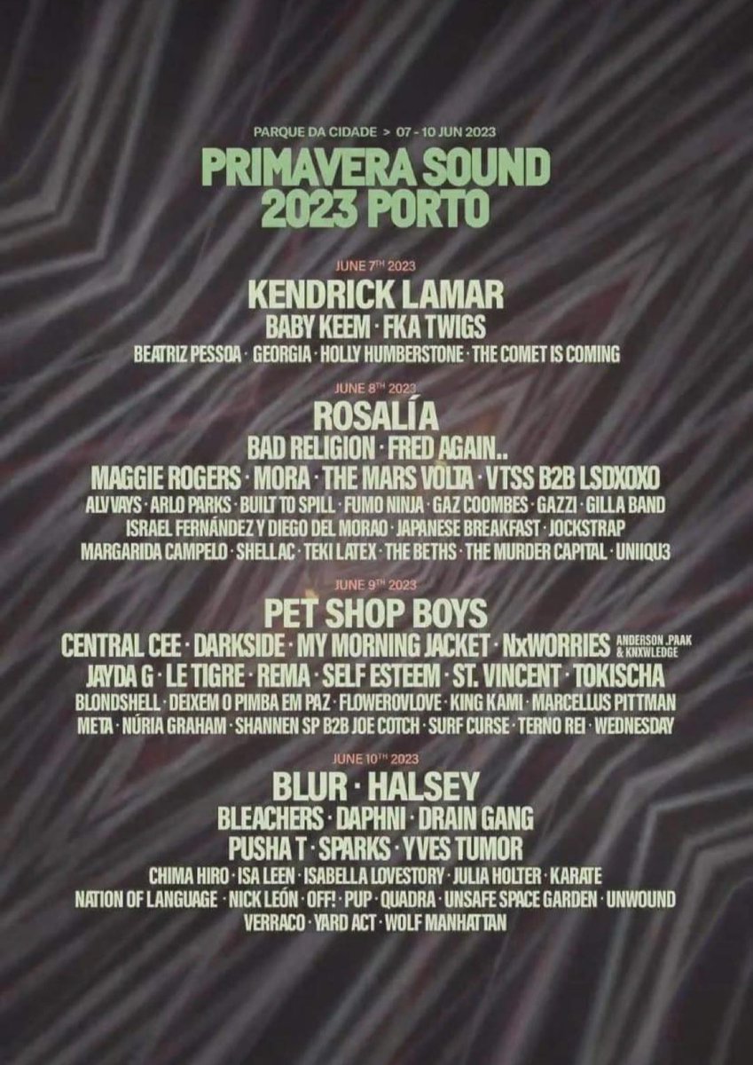 Cartaz do Primavera Sound Porto 2023