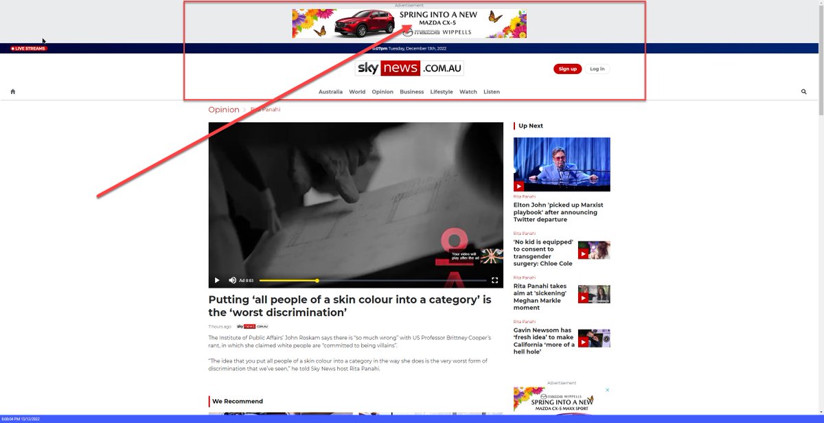 Aushiker 🐶🐾🦋 (@aushiker) on Twitter photo <a href="/MazdaAus/">Mazda Australia</a> your brand is being advertised on Sky News Australia’s after-dark opinion pages where climate science denialism, racism, vote no for the Voice & misogyny is promoted. Does this reflect your social charter? <a href="/slpng_giants_oz/">☮️💧 Sleeping Giants Oz 📣</a> <a href="/MazdaAus/">Mazda Australia</a> your brand is being advertised on Sky News Australia’s after-dark opinion pages where climate science denialism, racism, vote no for the Voice & misogyny is promoted. Does this reflect your social charter? <a href="/slpng_giants_oz/">☮️💧 Sleeping Giants Oz 📣</a>