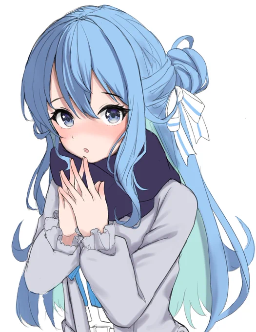 冬だからマフラー巻いたすいちゃん描きたいなと 