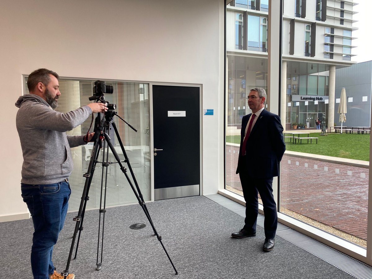 The wonderful @DeanofFAST John Sinclair with <a href="/ScreenNorthants/">Screen Northants</a> recording <a href="/UniNorthants/">UniofNorthampton</a>'s commitment to continuing our work, built up over 5 years of <a href="/HeritageFundUK/">The National Lottery Heritage Fund</a> supported partnership.