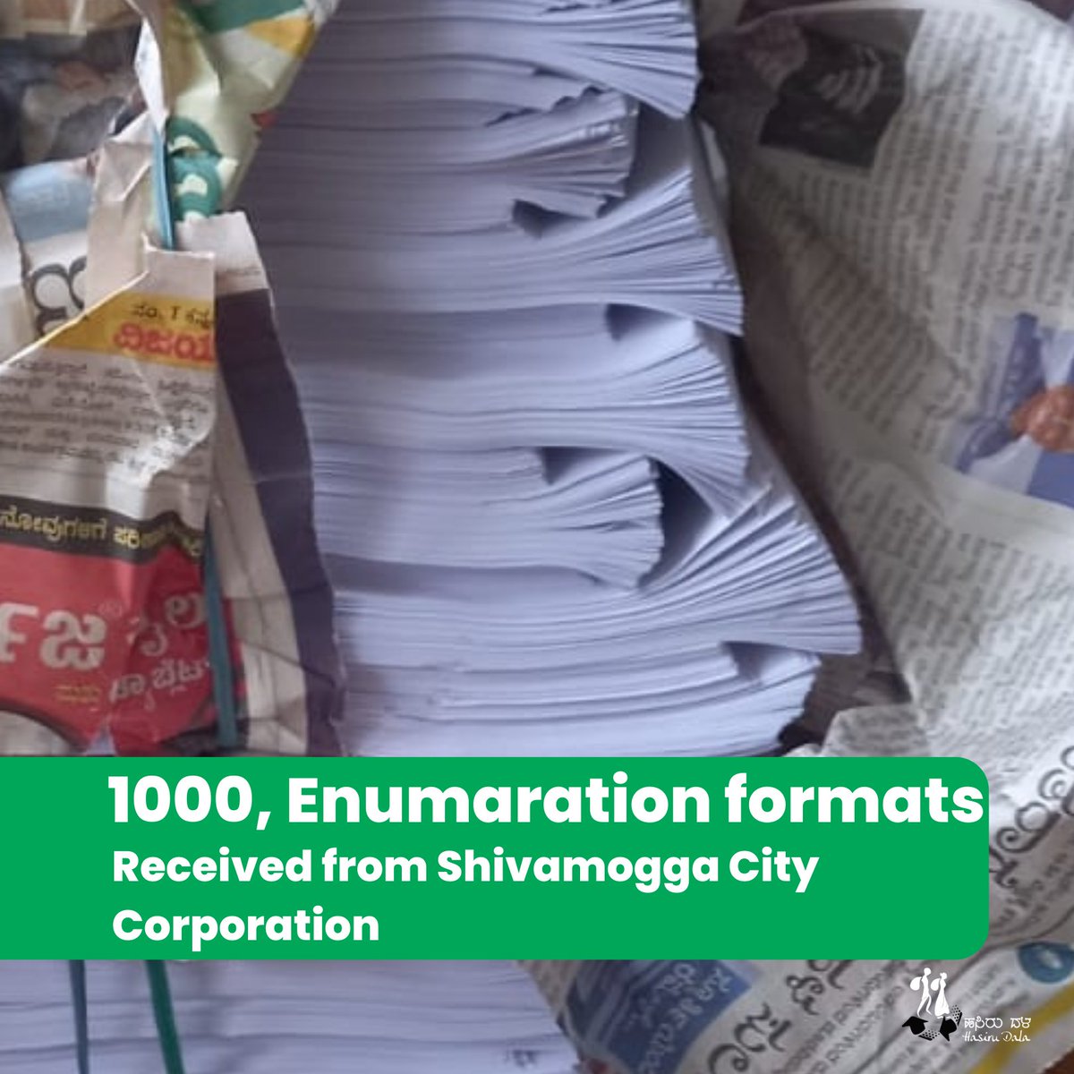 Collaboration with local governments have been a mainstay of our work since our inception. Here, Shivamogga Municipality has shared 1,000 enumeration forms with us to begin surveying and enumerating waste pickers in the area.