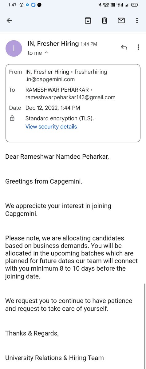RAMESHWARPEHAR2's tweet photo. @CapgeminiIndia Sir we want joing dates sir???????????

When we are onboared no one look at  loi received student we wasted our 11-12 months for looking a joing dates https://t.co/On9e4VdgVk