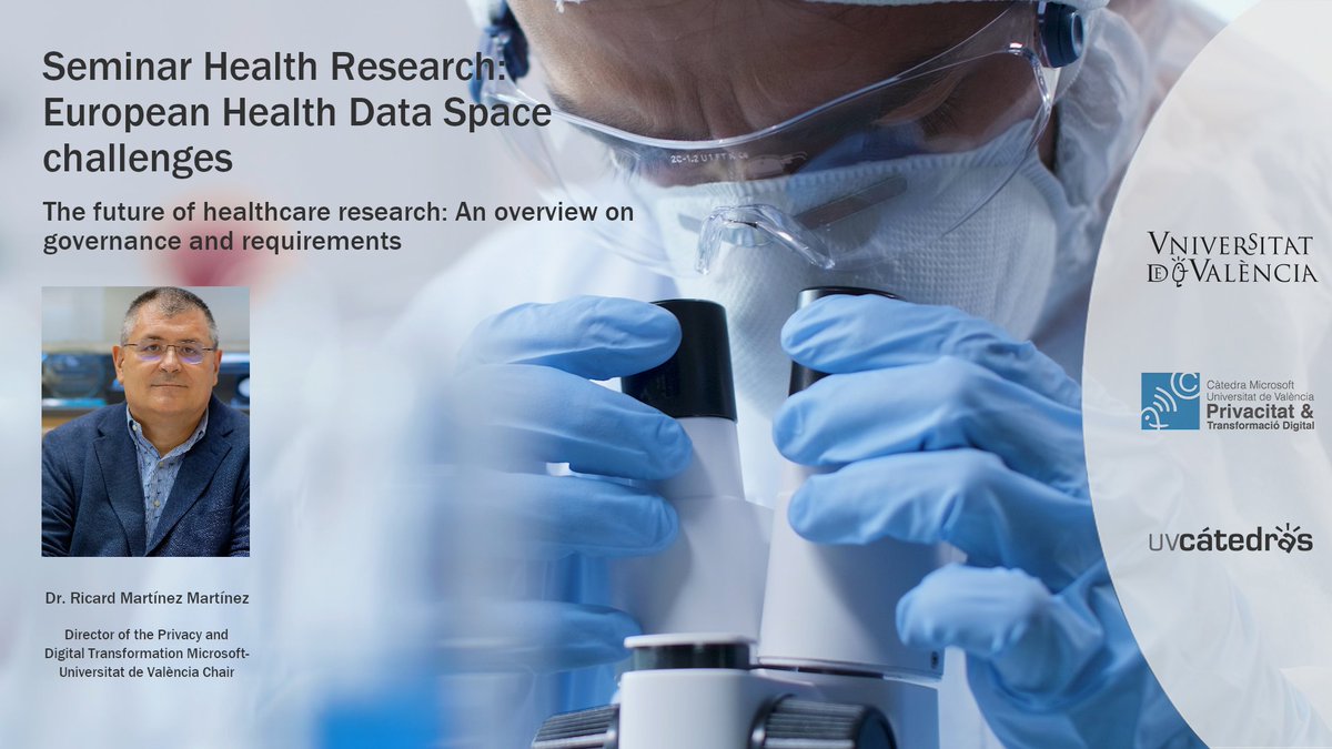 🔄Compartimos:

📽️La ponencia “The future of healthcare research: An overview on governance and requirements”, del director de <a href="/catedramuv1/">Cátedra Privacidad</a>, @ricardmm, durante el seminario Health Research: European Health Data Space challenges (16/11/22).

👇🏽
vimeo.com/777281361