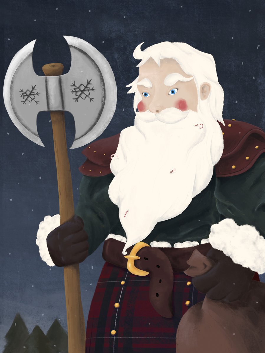 art_pressley's tweet photo. Santa Claus as a dwarven warrior! Created this for a special Genesys game I ran this past weekend. #Procreate #digitalpainting #digitalart https://t.co/IUuYJYJvd6