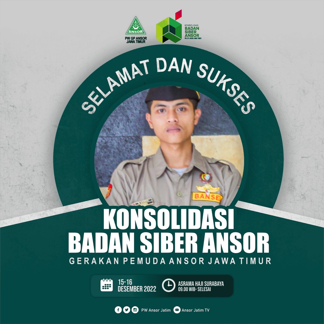 Selamat dan sukses Konsolidasi Badan Siber Ansor Gerakan Pemuda Ansor Jawa Timur. 

#berkhidmattanpabatas
#ansorbanserpacitan