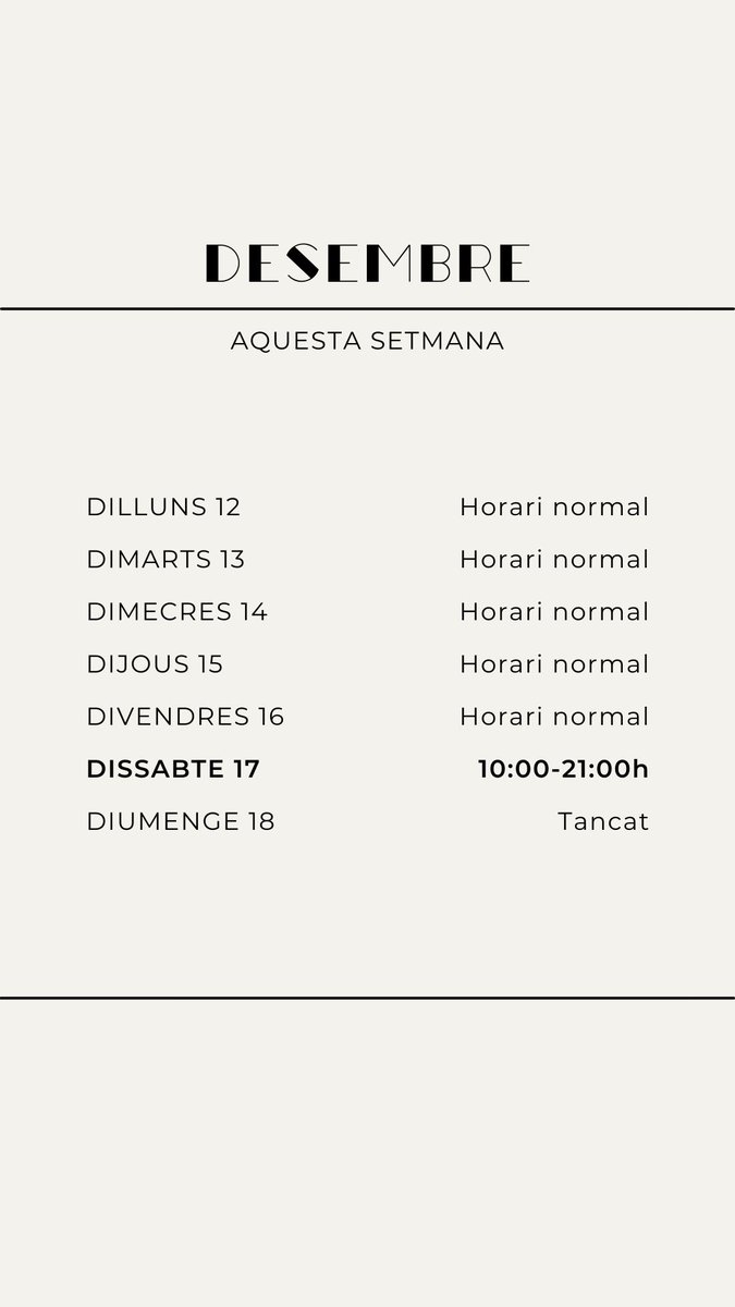 joansitjes's tweet image. Horaris de la botiga ✨especial Festes de Nadal✨