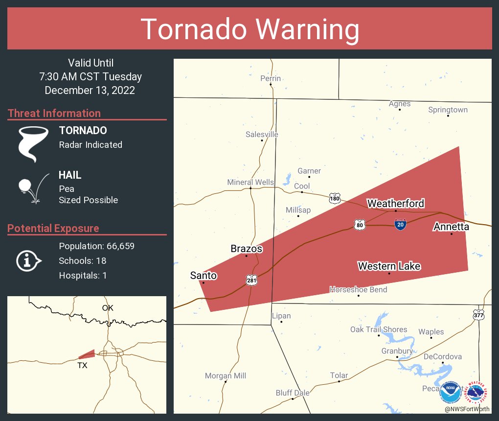 NWS Tornado on Twitter: "Tornado Warning including Weatherford TX