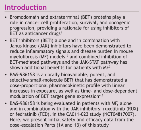 MPN_Hub's tweet photo. #ASH22 | Rosa Ayala @interna_12 presents 
BETi BMS-986158 + RUX/FED is reported to have acceptable and manageable safety profiles. BMS-986158 + RUX produced early and deep spleen volume reduction. Enrollment ongoing for RP2D.
#medicalcongress #MPN #MPNsm @ASH22 https://t.co/snKxGmg4Nb