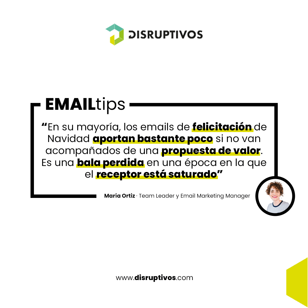 disruptivos's tweet photo. 🎄 Comienza esa época del año en la que nuestra bandeja se llena de correos de 📩  de empresas felicitándonos la #Navidad.  🥳
   
Si eres una de ellas, 🎅🏻  recuerda incluir una propuesta de valor real antes de darle al botón. ¿Se te ocurre alguna? Te leemos.  👀

#emailmarketing https://t.co/NA9KKe0i89