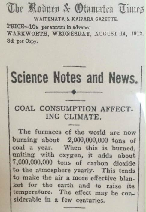 _david_ho_'s tweet photo. Often, this newspaper clipping from ~111 years ago is shared showing that we knew burning coal causes global warming.

What's not shared is that the original Popular Mechanics piece — from which this article was reprinted —  thought global warming would be a good thing. https://t.co/GfGG1mLLQh