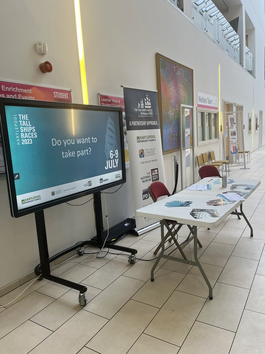 The <a href="/TallShipsHpool/">Tall Ships Races Hartlepool 2023</a> team are in <a href="/hartlepoolfe/">Hartlepool College</a> today signing up our students for the sail training experience. Volunteering sign up next week. Great opportunities for local young people to get involved in an international event. #Transforminglives #NowIsTheTime