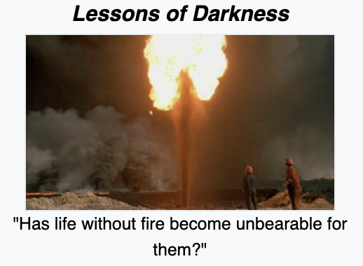 Anne_Dienelt's tweet photo. Thank you, Johann Justus Vasel from @HHU_de, for inviting me to a virtual watch party with your students! We saw #WernerHerzog's #LessonsofDarkness on the 1990/1991 #GulfWar and discussed some aspects of my book "#ArmedConflicts and the #Environment" (2022, Springer). #perac https://t.co/Nx0sBAU3yp