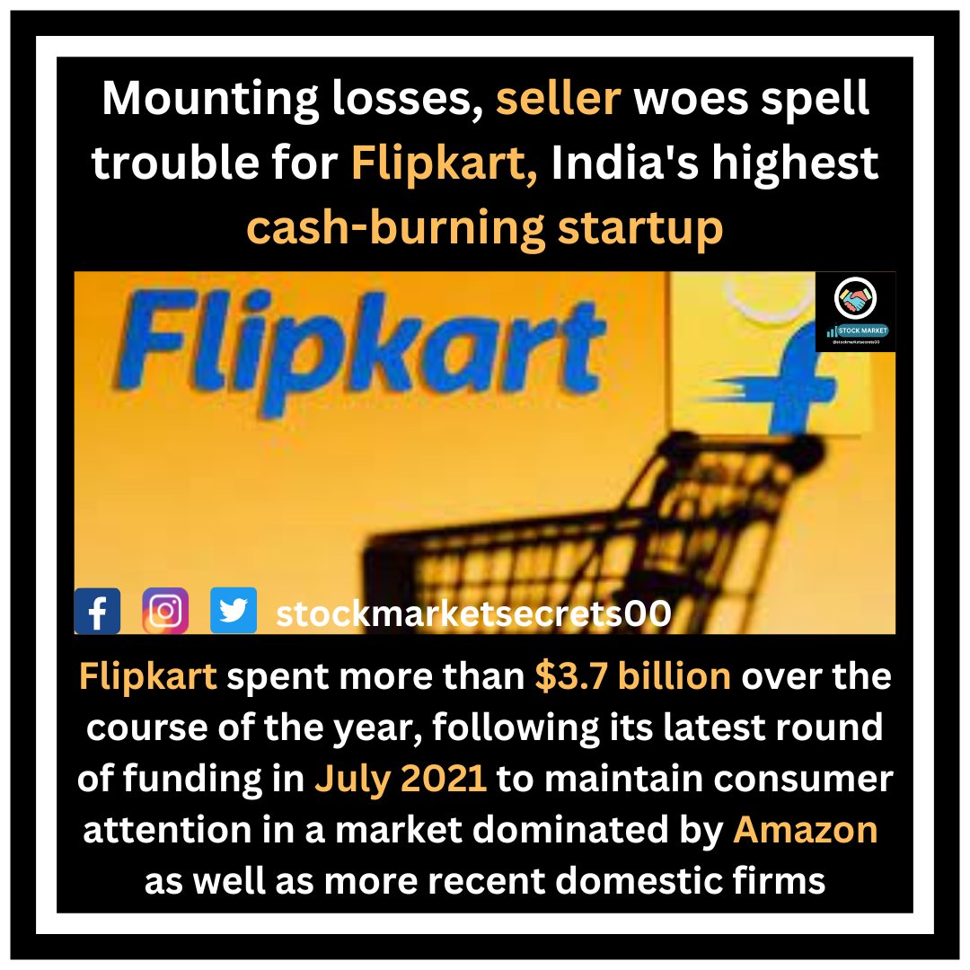MOUNTING LOSSES, SELLER WOES SPELL TROUBLE FOR FLIPKART, INDIA'S HIGHEST CASH-BURNING STARTUP
#flipkart #flipkarthaul #flipkartfashion #flipkartindia #onlineseller #onlinebuyers #sharemarketindia #sharemarketindia #sharebazarnews