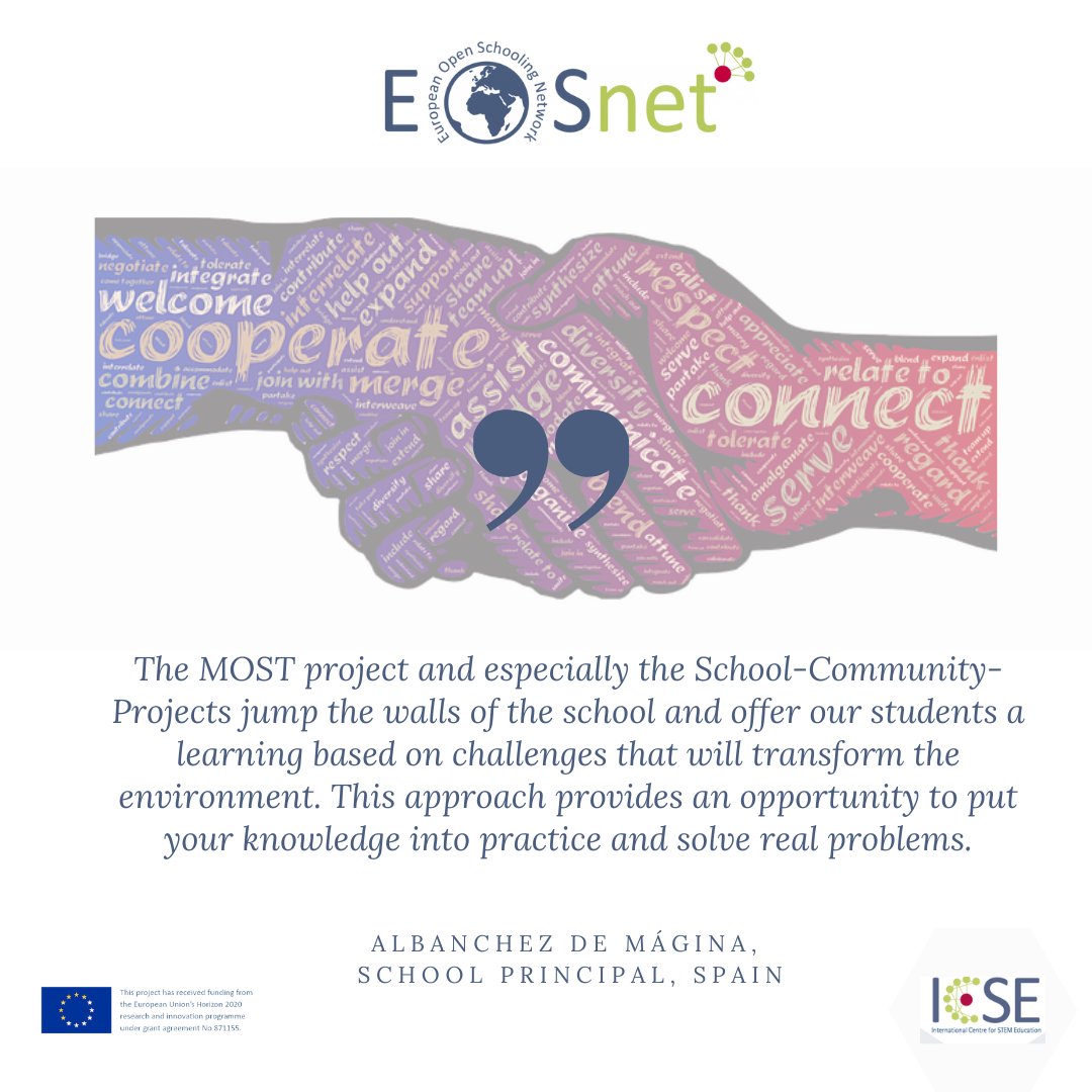 #MOST connects schools to communities and let #students and #citizens work together on eye-level! The European Open Schooling Network gives inspiring best #practices, #tools and #network opportunities. Join EOSnet here:  EOSNet – ICSE – International Centre for Stem Education