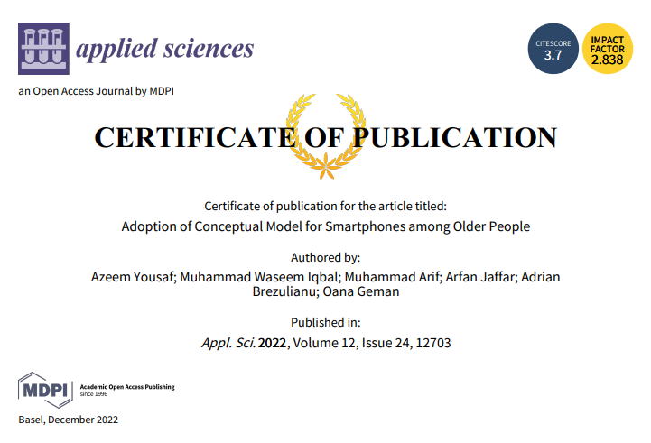 📢 6th paper published in Special Issue "Computational Methods for Next Generation Wireless and IoT Applications" (Still open for submission)
🔗 lnkd.in/gmvK3-kd

🔗lnkd.in/gnygiNQN
👨‍🔬 by Azeem Yousaf et al.
🏫 <a href="/LahoreSuperior/">Superior University, Lahore</a> <a href="/WeAreGreenSoft/">GreenSoft Technology</a>

#Smartphones #Older