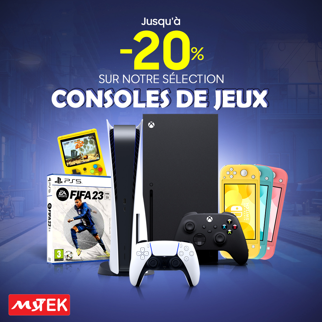 Mytek_tunisia's tweet photo. Jusqu'à -20%🎮 sur notre sélection Consoles de jeux:
الأسوام هنا👈 https://t.co/nKcQEoCBiW

التوصيل في كامل تراب الجمهوريّة🇹🇳
باش تعدّي كوموند ☎️أطلبنا 36010012 زور مغازات #MyTek🛒
💬ولاّ أبعثلنا مِيساج فايسبوك: فيه إسمك، رقمك وعنوانك https://t.co/o0leK8Ycnv