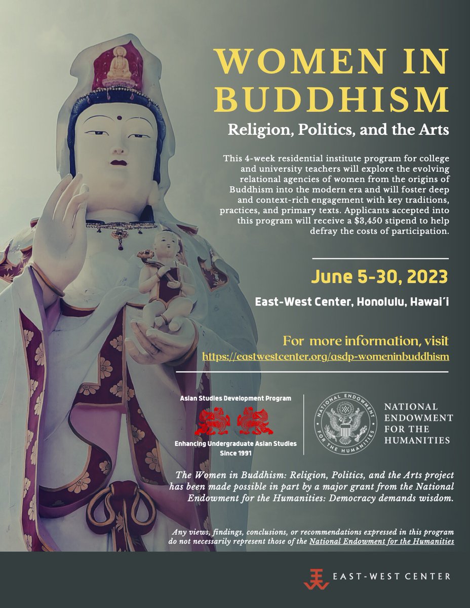 JStar_2000's tweet photo. Join me and many other talented scholars of Women in Buddhism in Honolulu this summer for this excellent NEH program! https://t.co/ak16nz3lOF