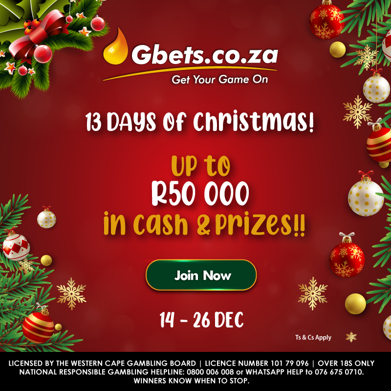GbetsZA's tweet photo. Why have 12 days of Christmas when you can score more!
Gbets is giving up to R50 000 in Prizes, with a new deal up for grabs each day - including a PlayStation 5!
Unbox your December Deals: https://t.co/9yZHDnJU85
#13DaysOfChristmas #Gbets #GbetsRocks
T&Cs https://t.co/R6z6owgEQO