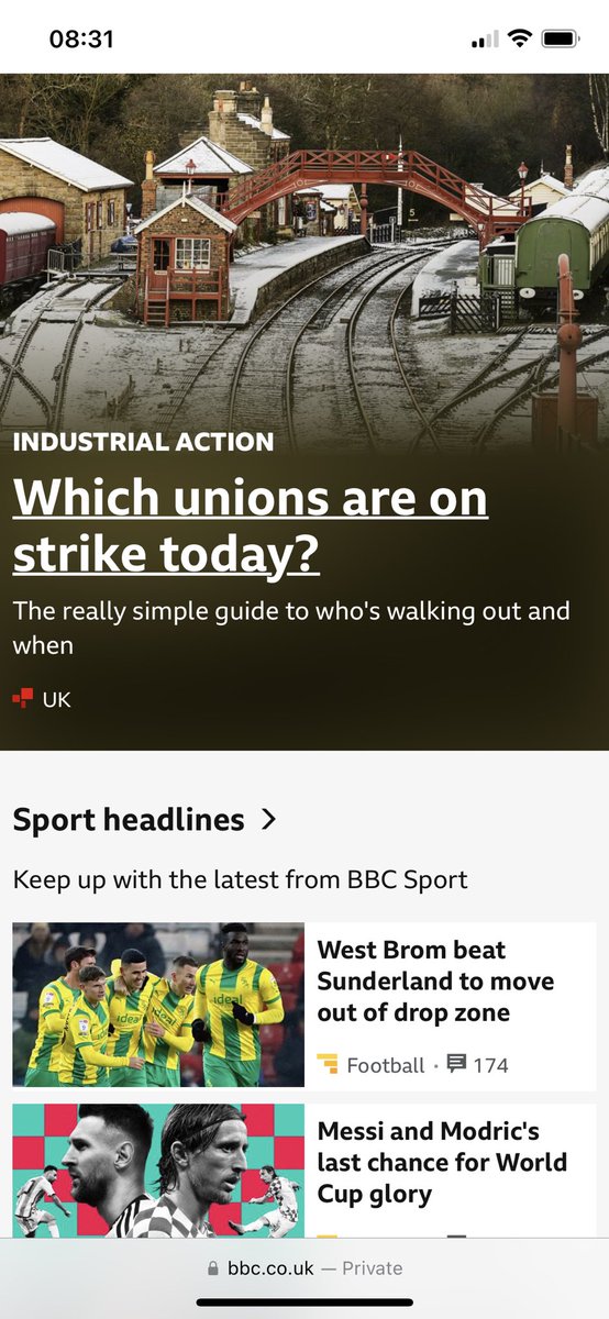 Are the BBC really using a picture of <a href="/nymr/">North Yorkshire Moors Railway</a>’s Goathland station as a banner image for today’s industrial action?